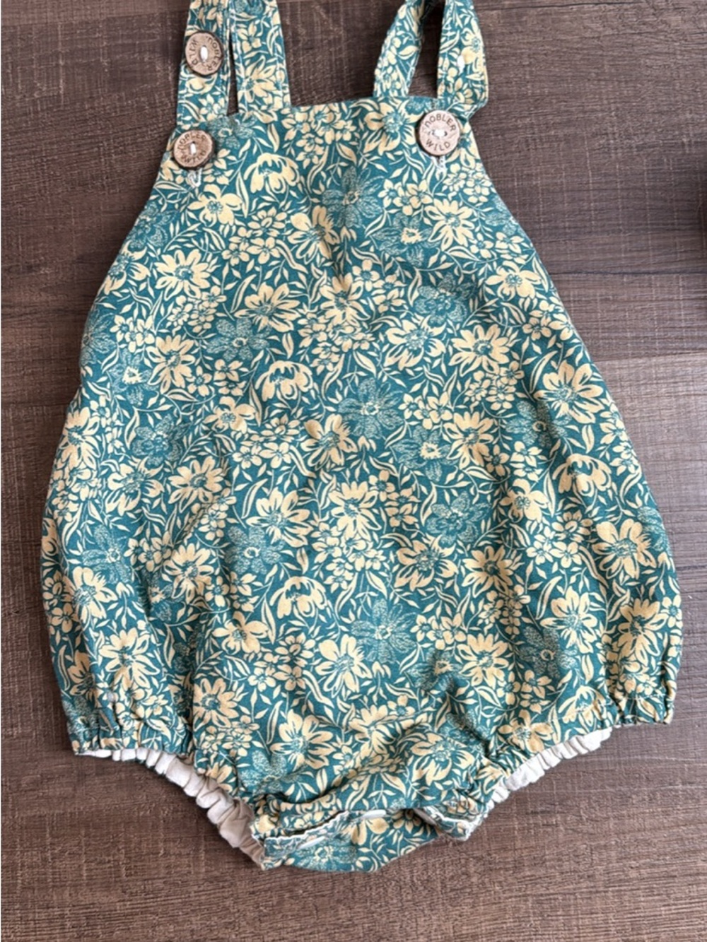Floral Teal & Cream Baby One-Piece Romper